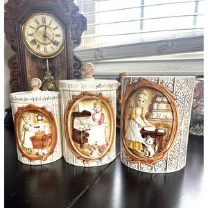 Vintage 1978 Sears Pioneer Woman Canister Set 3 Large Kitchen Jars READ